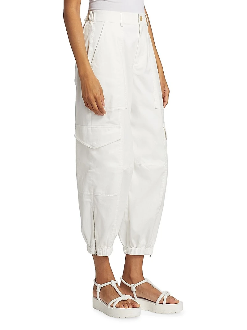 Washed Cotton Twill Cargo Pants