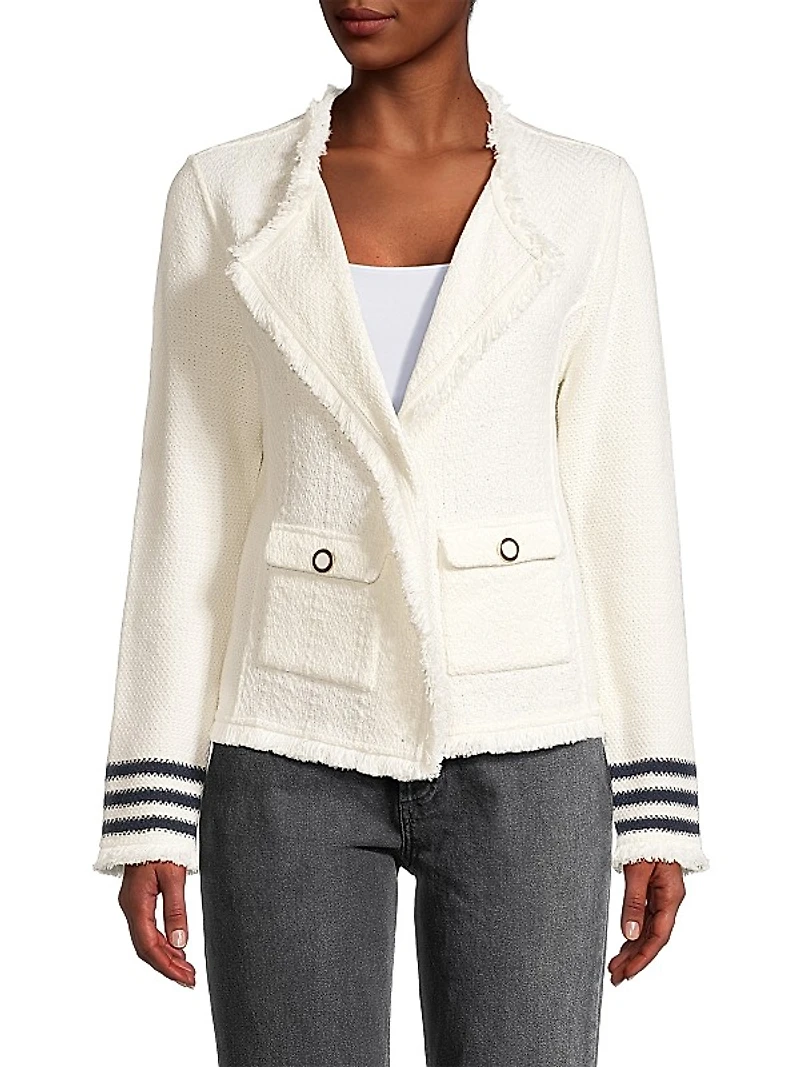Fringe Knit Cotton-Blend Jacket