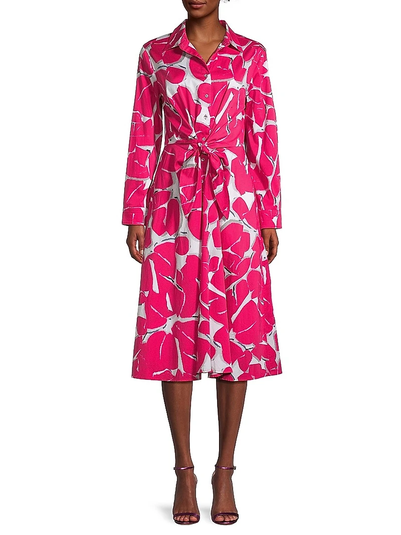 Plus Size Jessie FLoral Cotton Tie-Waist Dress