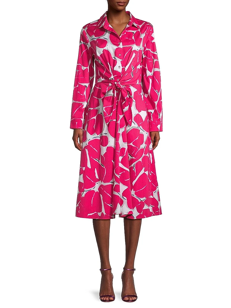 Plus Size Jessie FLoral Cotton Tie-Waist Dress