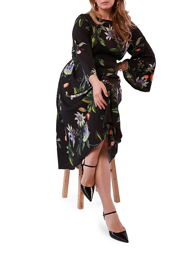 Lucrezia Floral Silk Midi-Dress