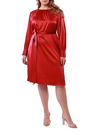 Natalia Stretch Silk Long-Sleeve Dress