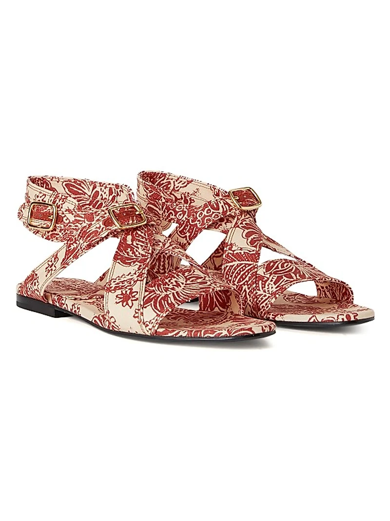 Yuki Printed Silk Sandals