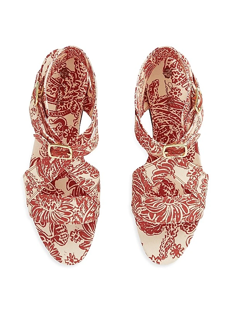 Yuki Printed Silk Sandals