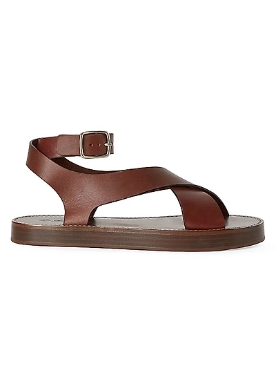 Sumie Leather Ankle-Wrap Sandals