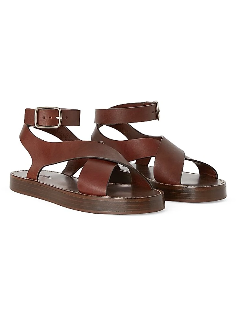 Sumie Leather Ankle-Wrap Sandals