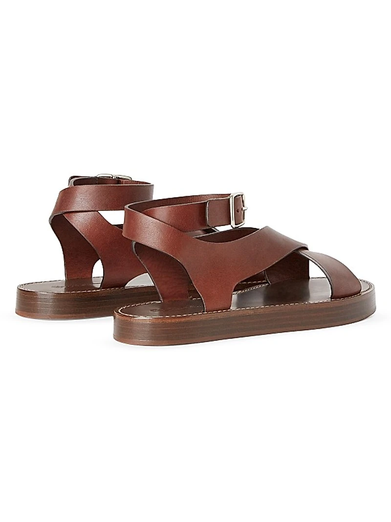 Sumie Leather Ankle-Wrap Sandals