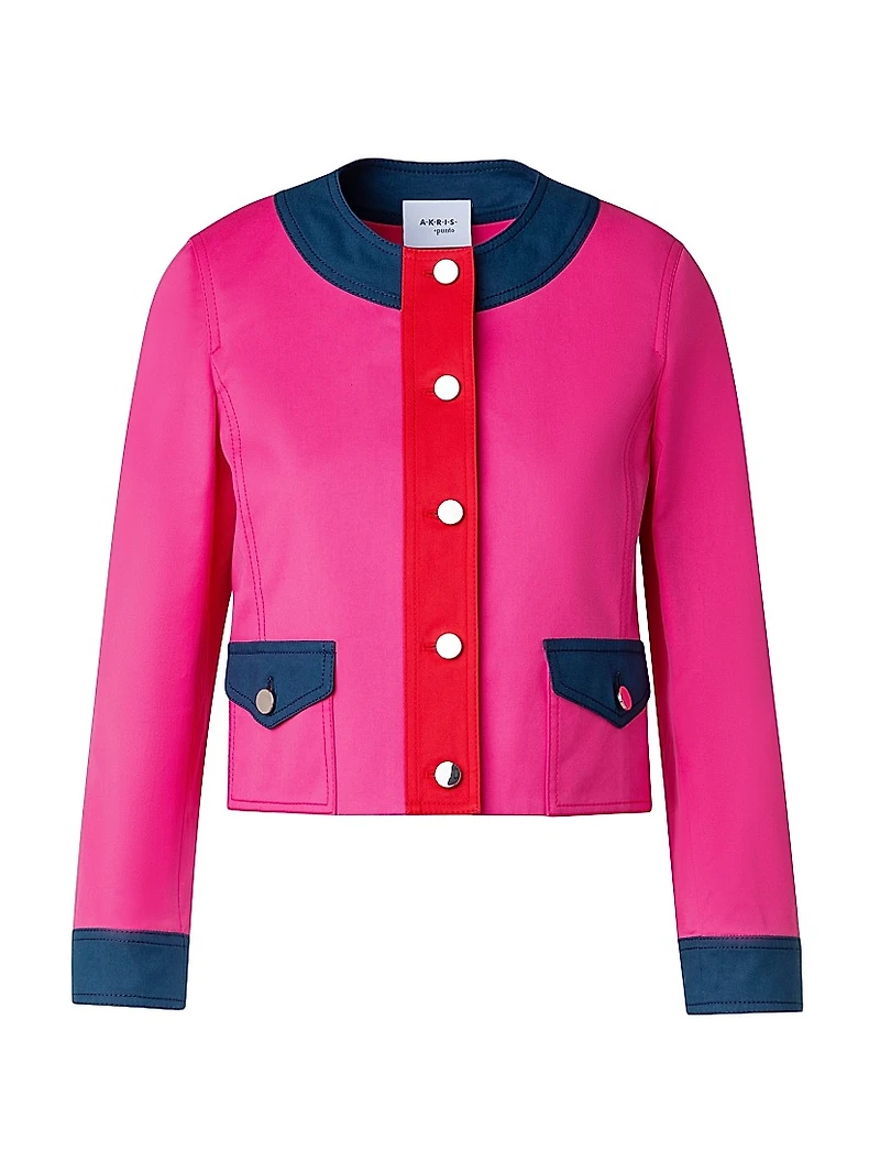 Colorblocked Cotton Gabardine Jacket