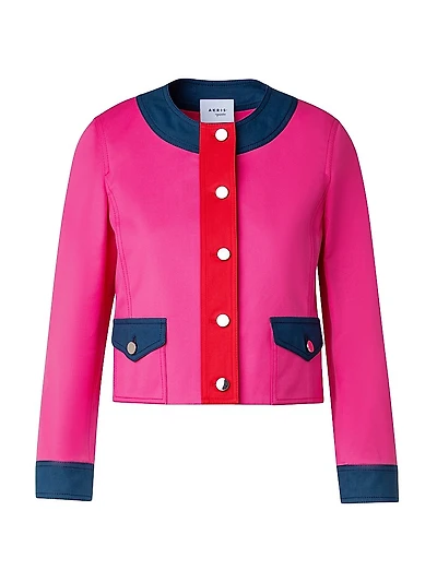 Colorblocked Cotton Gabardine Jacket
