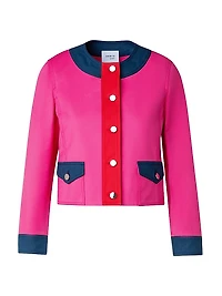 Colorblocked Cotton Gabardine Jacket