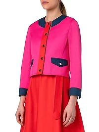 Colorblocked Cotton Gabardine Jacket