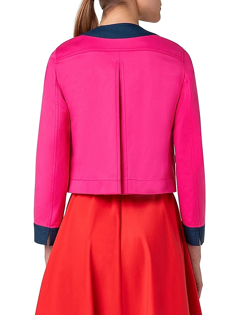 Colorblocked Cotton Gabardine Jacket