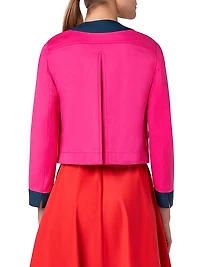 Colorblocked Cotton Gabardine Jacket