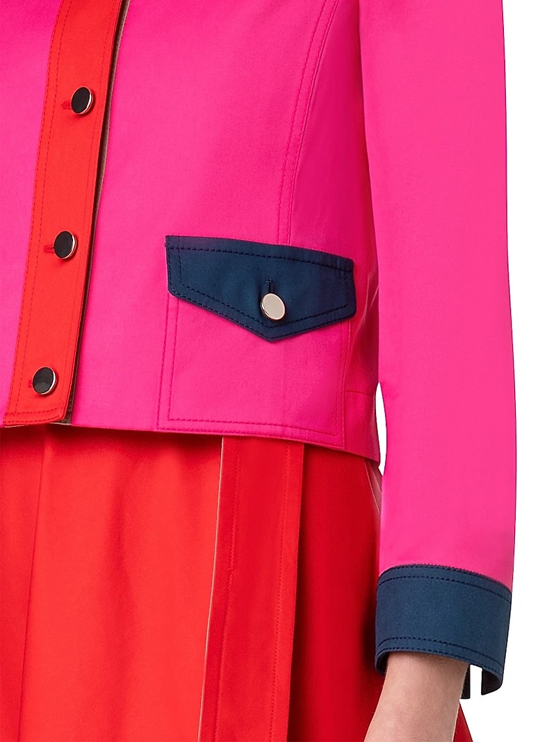 Colorblocked Cotton Gabardine Jacket