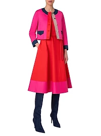 Colorblocked Cotton Gabardine Jacket
