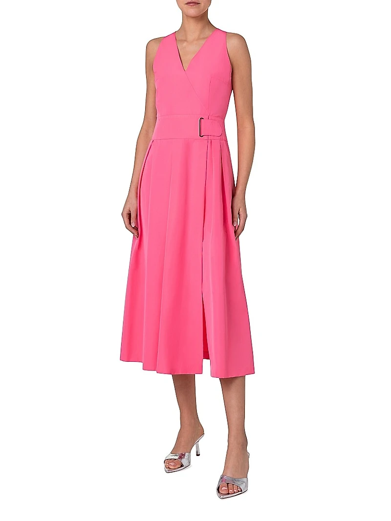 Techno Taffeta V-Neck Cocktail Dress