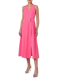 Techno Taffeta V-Neck Cocktail Dress