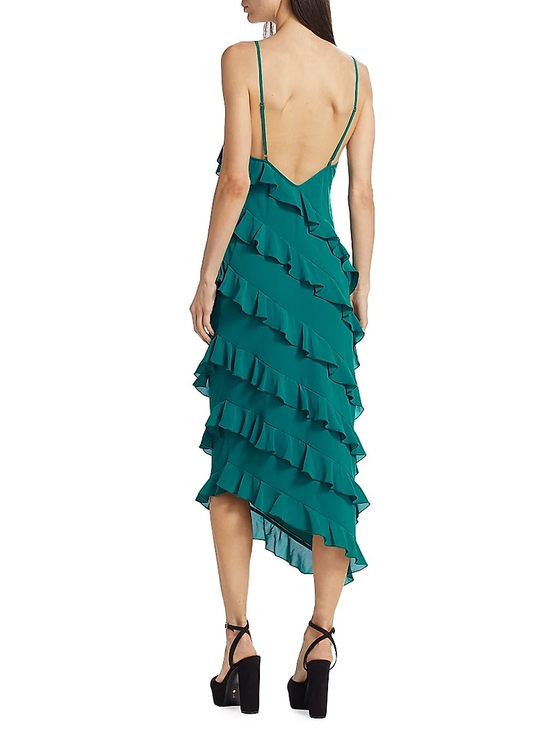 Belladonna Asymmetric Frill Midi-Dress