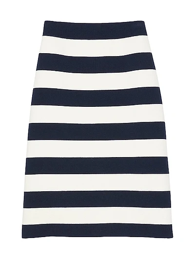 Awning Stripe Knit Pencil Skirt