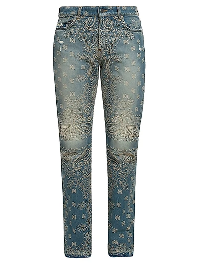 Bandana Jacquard Straight-Leg Jeans
