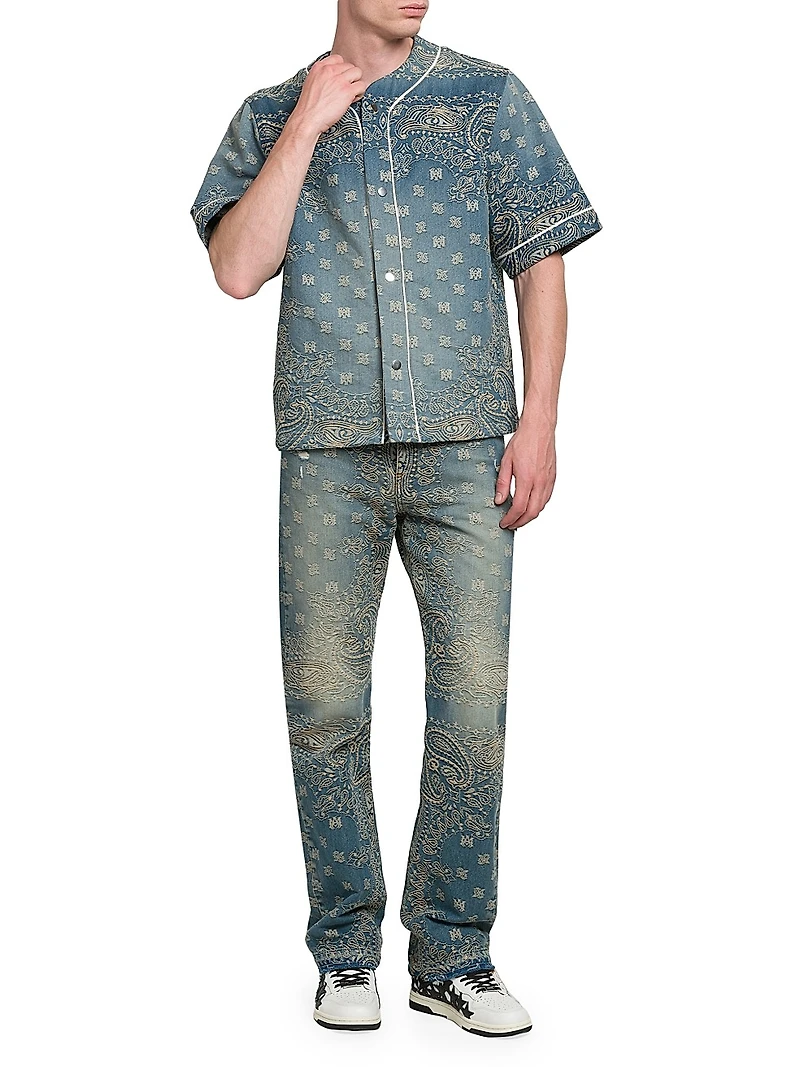 Bandana Jacquard Straight-Leg Jeans