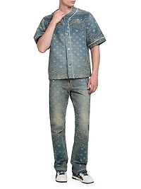 Bandana Jacquard Straight-Leg Jeans
