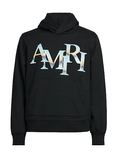 Staggered Logo Cotton Hoodie