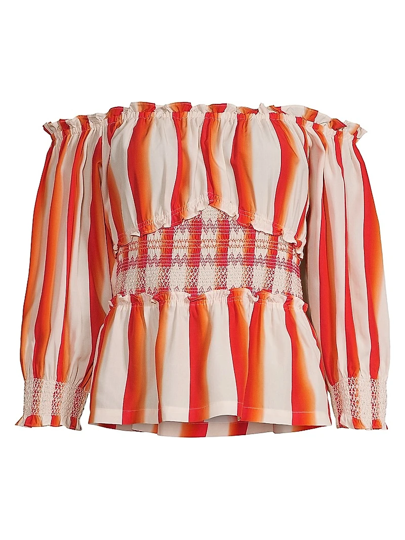 Striped Off-the-Shoulder Peasant Top