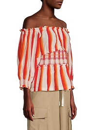 Striped Off-the-Shoulder Peasant Top