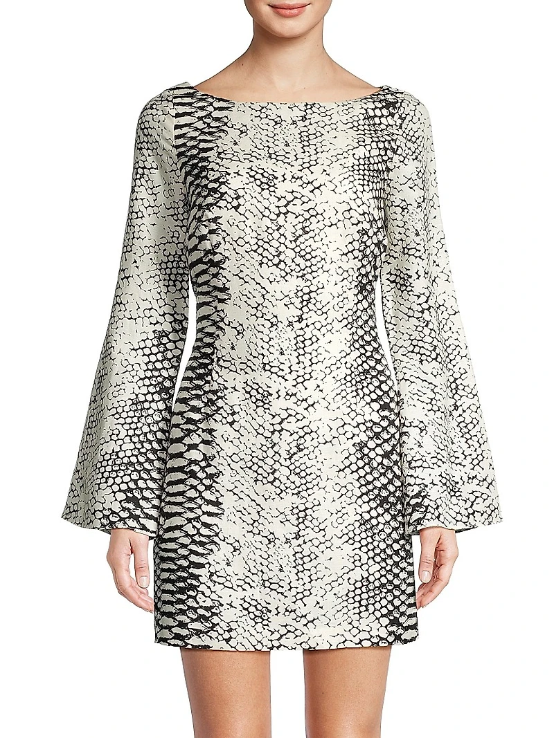 Snakeskin Print Cut-Out Minidress