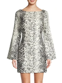 Snakeskin Print Cut-Out Minidress