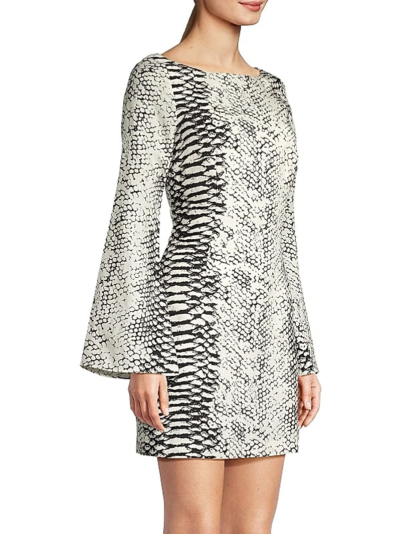 Snakeskin Print Cut-Out Minidress