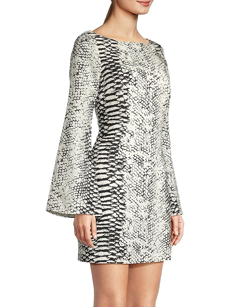Snakeskin Print Cut-Out Minidress