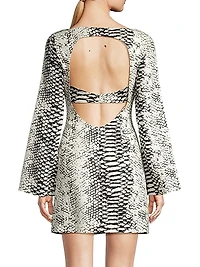 Snakeskin Print Cut-Out Minidress