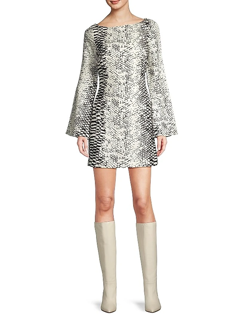 Snakeskin Print Cut-Out Minidress