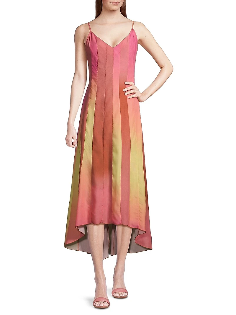 Ombré Spliced Midi Dress