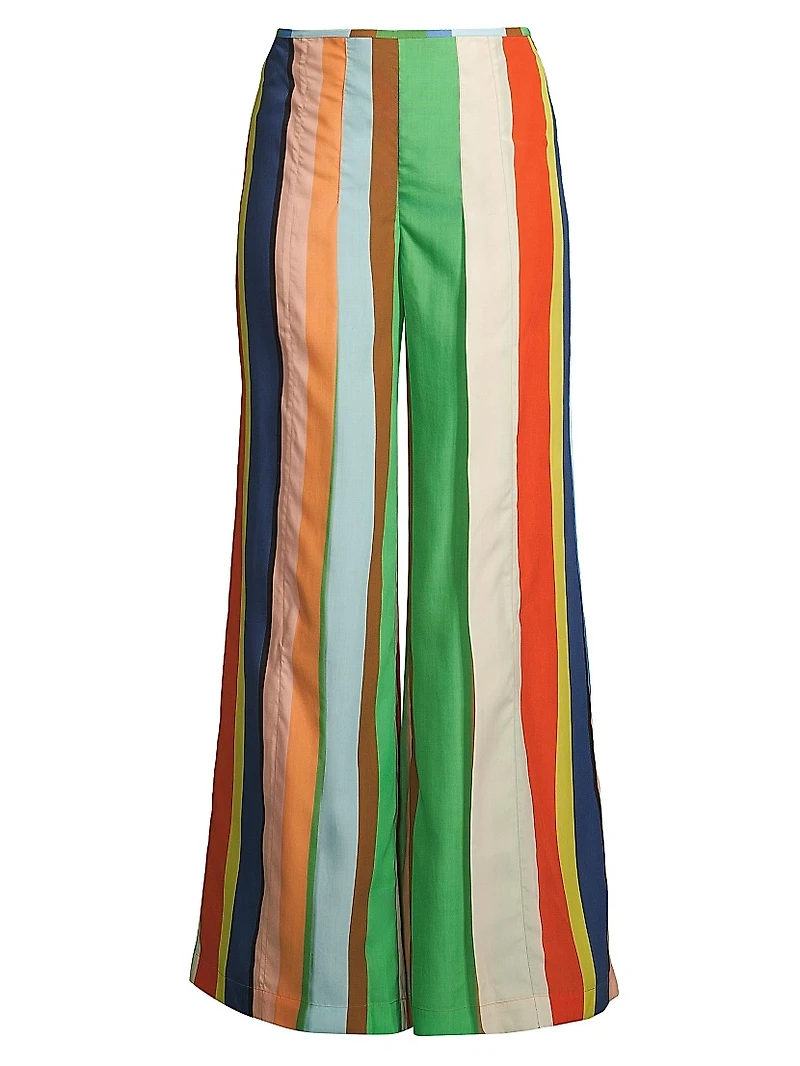 Striped Front-Slit Palazzo Pants