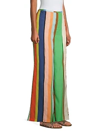 Striped Front-Slit Palazzo Pants