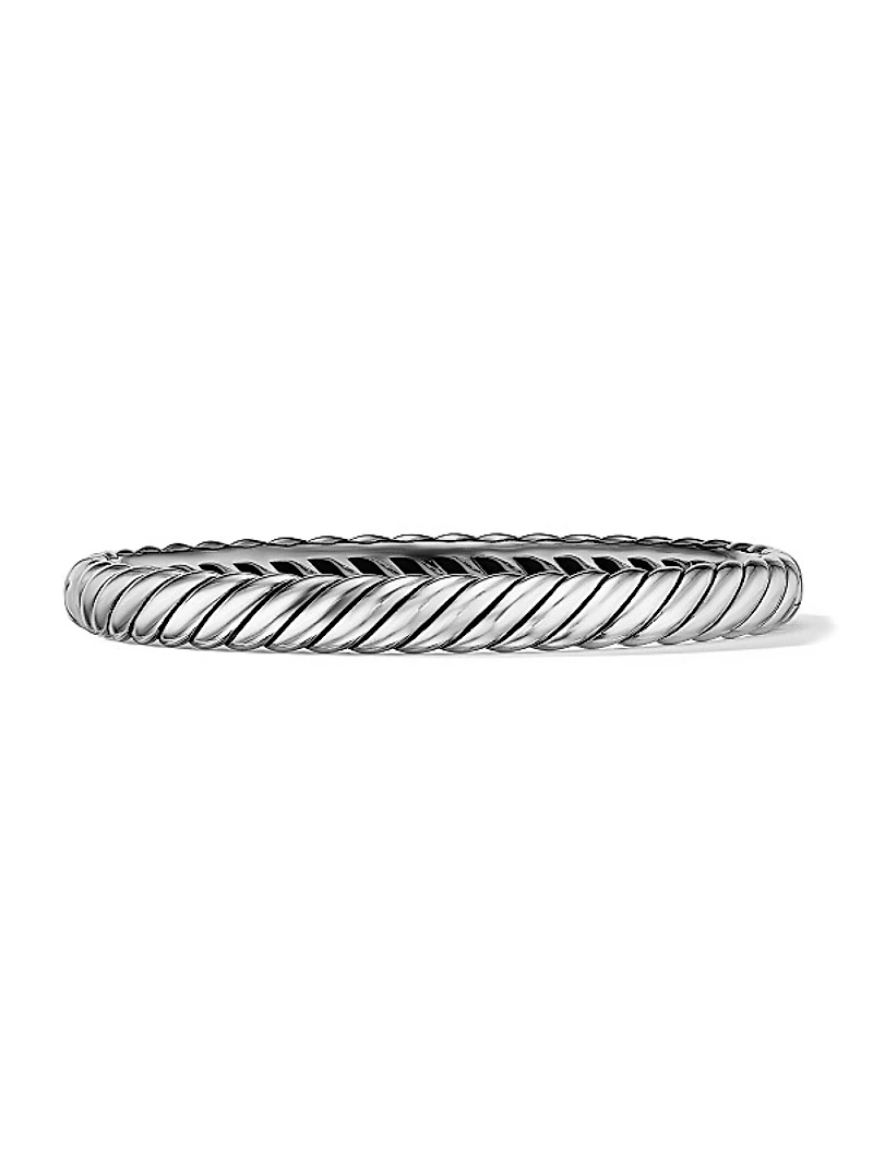 Sculpted Cable Bangle Bracelet In Sterling Silver, 7mm