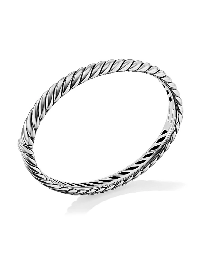 Sculpted Cable Bangle Bracelet In Sterling Silver, 7mm