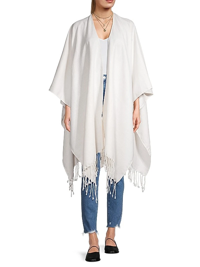 Silk Linen Fringed Cape