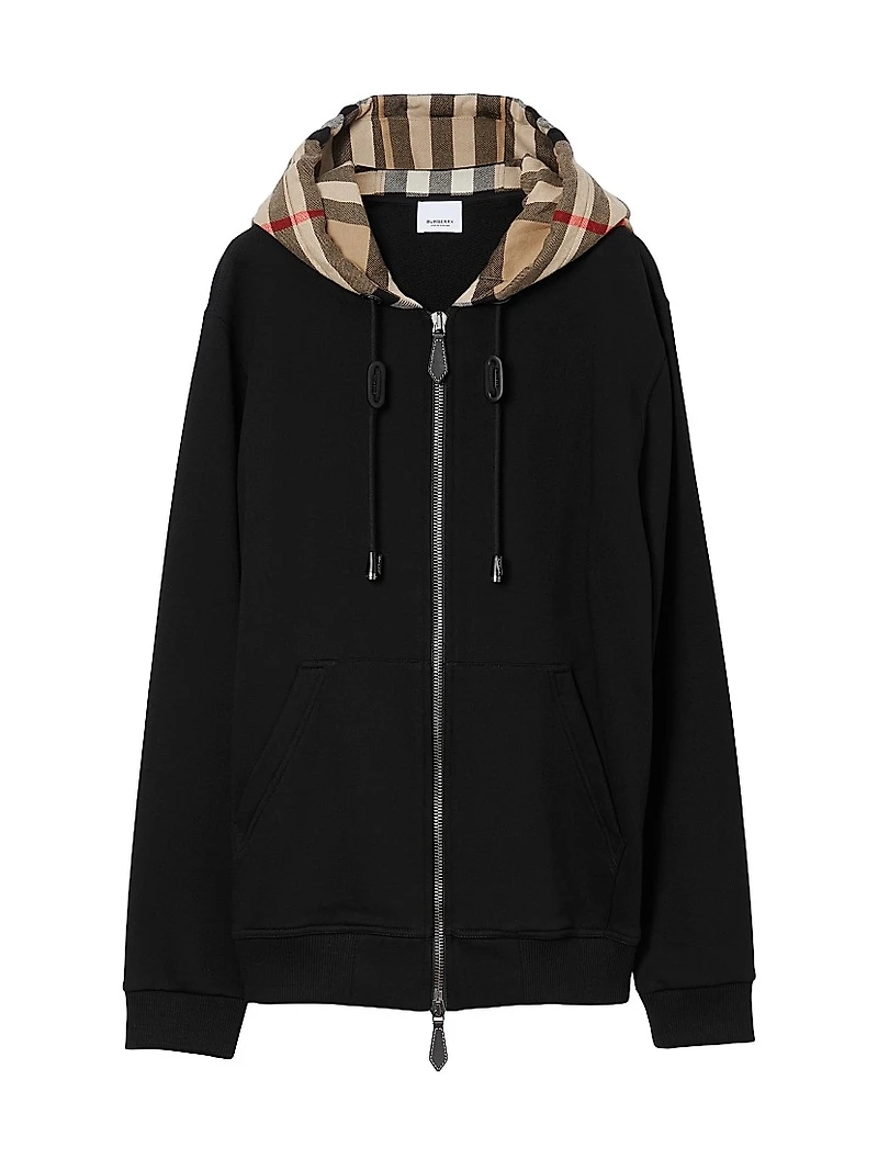 Samuel Cotton Check-Trimmed Hoodie
