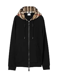 Samuel Cotton Check-Trimmed Hoodie