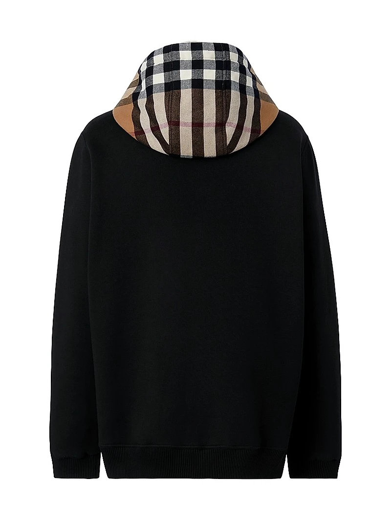 Samuel Cotton Check-Trimmed Hoodie