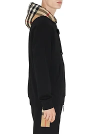 Samuel Cotton Check-Trimmed Hoodie