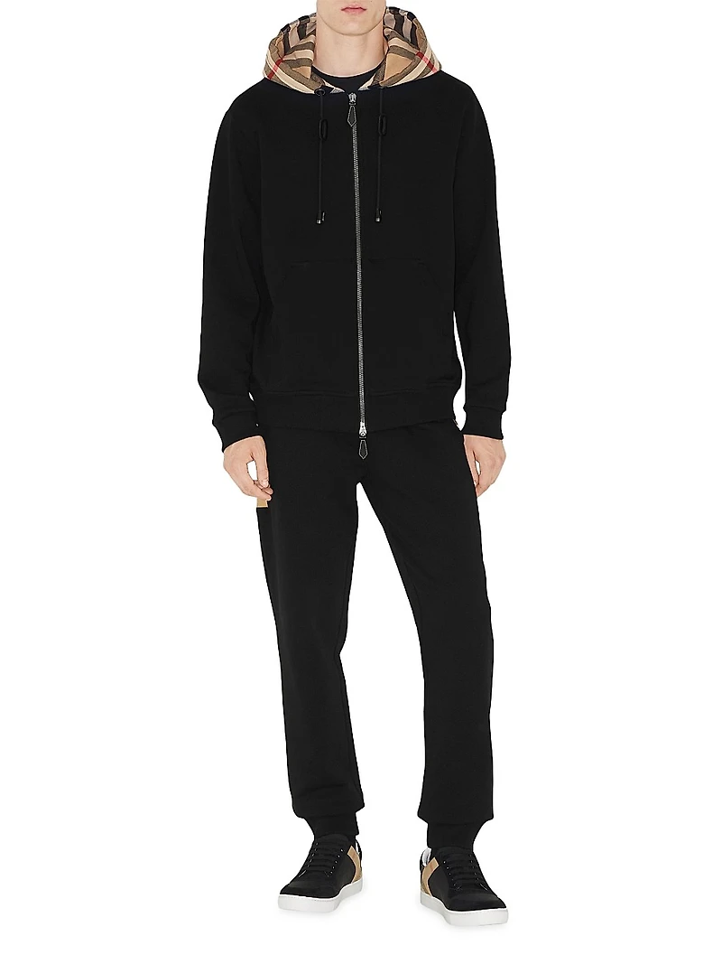 Samuel Cotton Check-Trimmed Hoodie