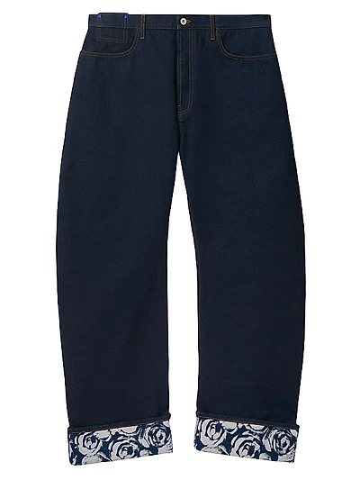 Floral-Trimmed Five-Pocket Jeans