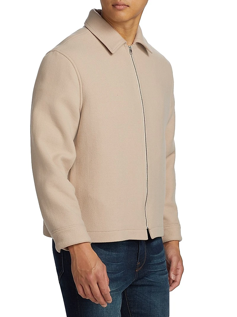 Textured Wool Zip-Up Shirt Jacket
