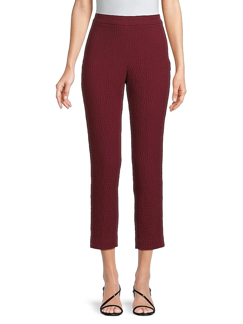 Cotton Textured Jacquard Straight-Leg Pants