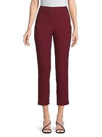 Cotton Textured Jacquard Straight-Leg Pants